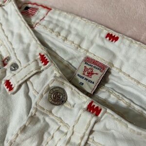True Religion White Denim with Red Accents